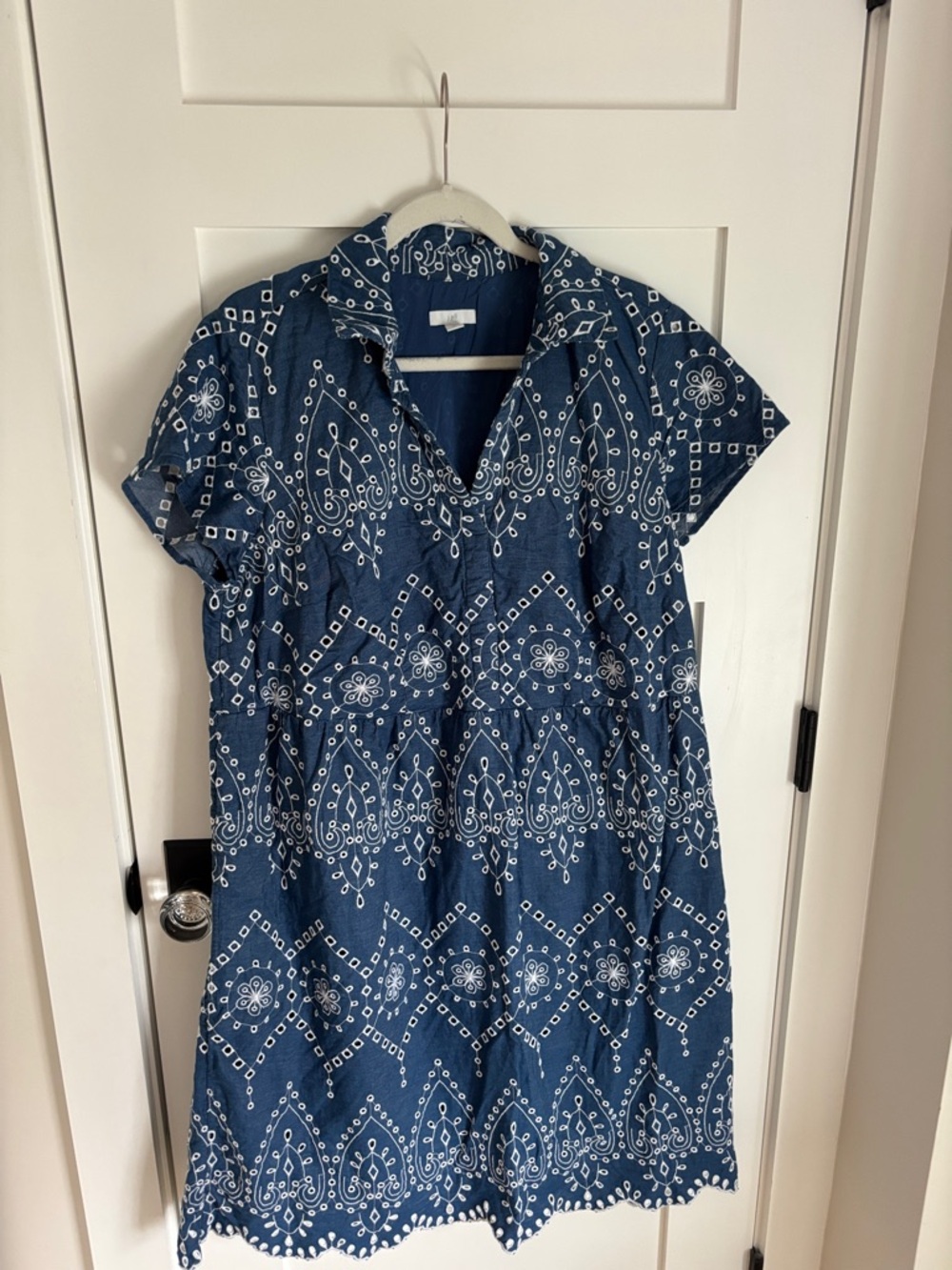 J. Jill Indigo Blue Printed Cotton Midi Dress all cotton